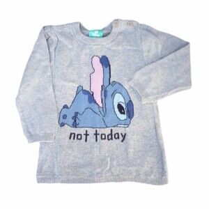 Disney Stitch Gray Knit "Not Today" Long Sleeve Sweater Top sz 18M GenderNeutral